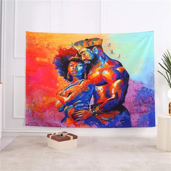KINBEDY African American Black Girl Colourful Print Wall Hanging Tapestries